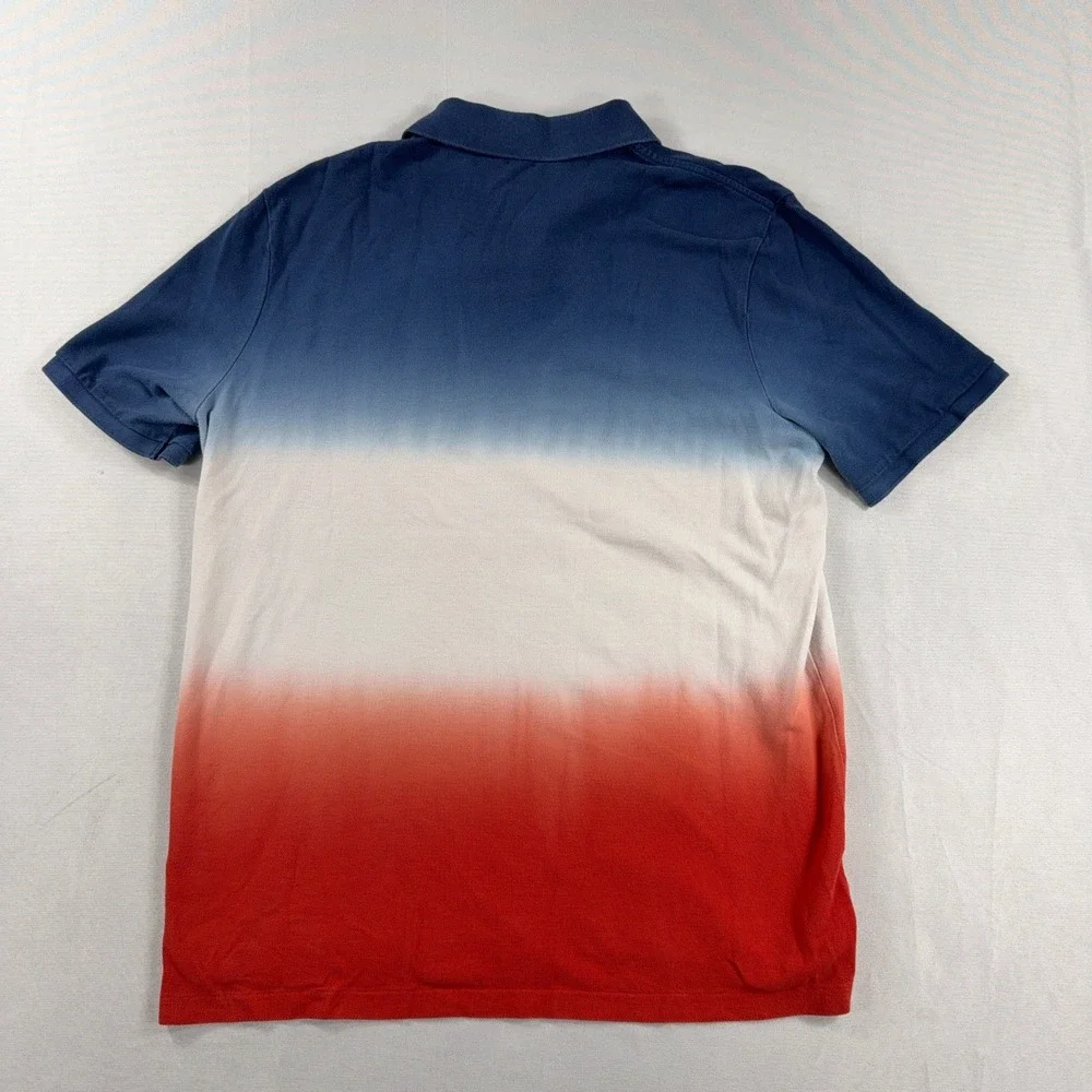Polo Ralph‎ Lauren Polo Shirt Red White Blue Ombre Dip Dye Mens Large